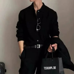 Collar Plain Ribbed Cardigan