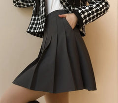 High Waist Plain Mini Pleated Skirt (Various Designs)