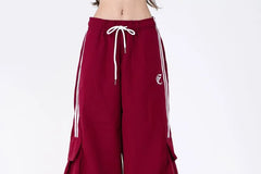 Low Waist Pocket Striped Loose-Fit Wide-Leg Sweatpants