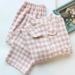 Couple Matching Pajama Set: Gingham Shirt + Pants