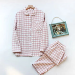 Couple Matching Pajama Set: Gingham Shirt + Pants