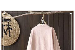 Mandarin Collar Plain Fleece-Lined Frog Button Jacket