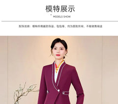 V-Neck Contrast Trim Single Breasted Wrap Blazer / V-Neck Button Vest / High Waist Cropped Straight Leg Dress Pants / Mini Pencil Skirt / Long Sleeve V-Neck Plain Shirt / Set