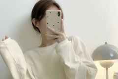 Pajama Set: Long-Sleeve Plain Top + Pants