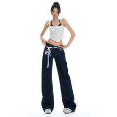 Low Rise Washed Wide Leg Jeans (Various Designs)