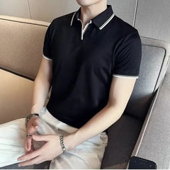 Short Sleeve Striped Polo Shirt
