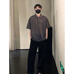 Shor-Sleeve Perforated Plain Polo Shirt