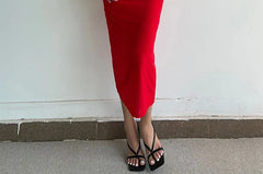 Long Sleeve Sweetheart Neck Panel Lace Midi Sheath Dress