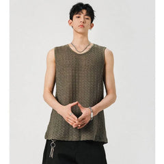 Crewneck Mesh Plain Tank Top