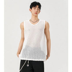 Crewneck Mesh Plain Tank Top