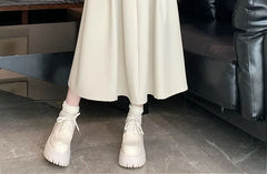 High-Rise Pleated Midi A-Line Skirt