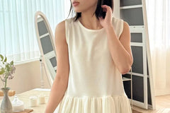 Sleeveless Pleated Ruffle Top
