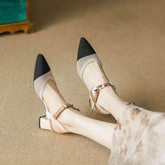 Pointed Chunky Heel Sandals