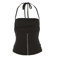 Halter Neck Plain Corset Camisole Top