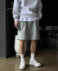 Plain Drawstring-Waist Cotton Shorts