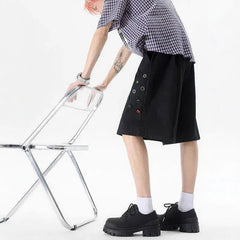 Low Rise Plain Studded Shorts