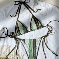 Set: Striped Bikini Top + Bottom