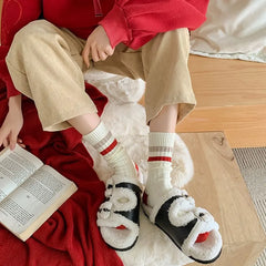 Set of 2 Pairs: Striped Ribbed Socks