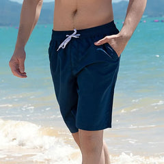 Drawstring Waist Plain Beach Shorts