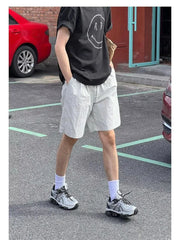 Drawstring Waist Plain Shorts