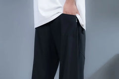 High Waist Plain Loose Fit Pants