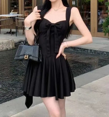 Sleeveless Sweetheart Neck Plain Mini A-Line Dress