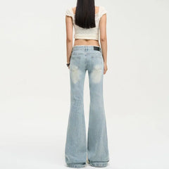 Low Waist Washed Flared Jeans