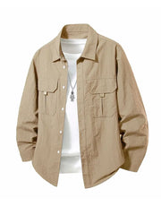 Long-Sleeve Button-Up Plain Shirt