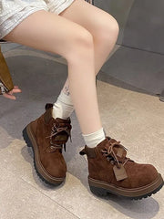 Lace-Up Platform Short Boots