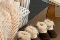 Platform Fluffy Panel Faux Suede Short Snow Boots
