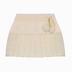 Mid Waist Cable-Knit Mini Skirt
