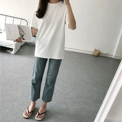 Short-Sleeve Round Neck / V-Neck Plain T-Shirt