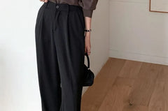 Long-Sleeve Plain Ruffle Blouse