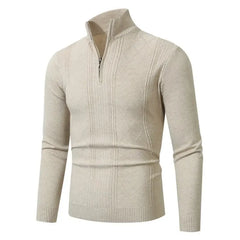 Long-Sleeve Mock Neck Half-Zip Knit Top