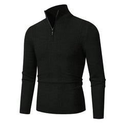 Long-Sleeve Mock Neck Half-Zip Knit Top