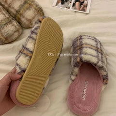 Plaid Chenille Home Slippers