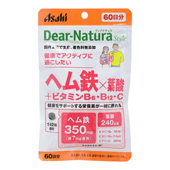 Dear-Natura Style Hem Iron x Folic Acid + Vitamin B6 B12 C 60 days 2pcs Bundle Set