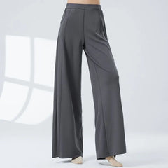 High Waist Plain Dance Wide Leg Pants
