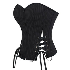 Pinstriped Slit Lace Up Tube Bustier Top