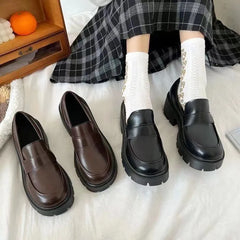 Platform Plain Faux Leather Loafers