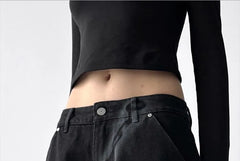 Low Rise Washed Barrel Leg Baggy Jeans