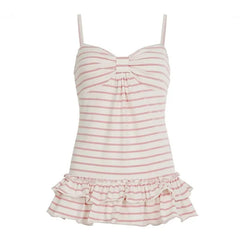 Striped Ruffled-Hem Slim-Fit Camisole Top