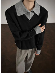 Collared Mock Two Piece Polo Sweater