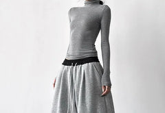 Drawstring Waist Two Tone Baggy Sweatpants