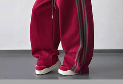 Drawstring Waist Striped Baggy Pants