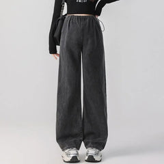 Maternity Drawstring Waist Washed Baggy Jeans