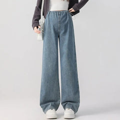 Maternity Drawstring Waist Washed Baggy Jeans