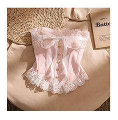 Strapless Lace Trim Corset Top