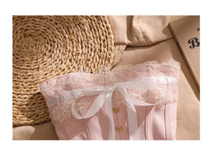 Strapless Lace Trim Corset Top