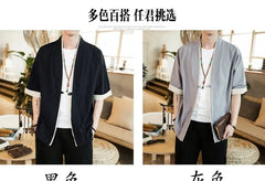 Contrasted Elbow-Sleeve Hanfu Shirt